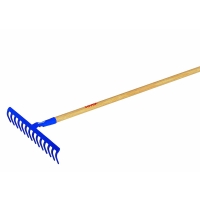 Râteau à douille 14 dents courbées avec manche bois 40 cm