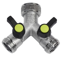 Dérivation 2 voies en Y 3/4” laiton avec vannettes