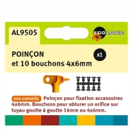 Poinçon pour tuyau avec grappe de 10 bouchons 4 x 6 mm
